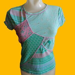 Women's Small Vintage T-shirt Single Stitch 1970's Disco Patchwork The Red Eye
